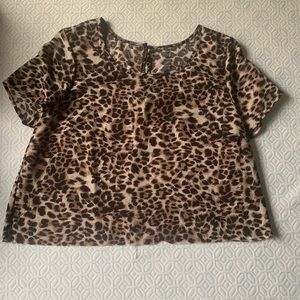Vintage Leopard Print Cropped Boxy Tee